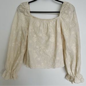 Handmade Cotton Off Shoulder White Crop Top Embroidered Stitching Floral